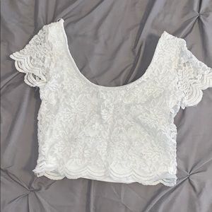 White lace crop top